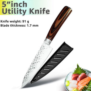 Cuchillo de cocina de 8 pulgadas, cuchillos profesionales japoneses de Chef 7CR17 440C, cuchillo de carnicero de acero inoxidable, juego de santoku