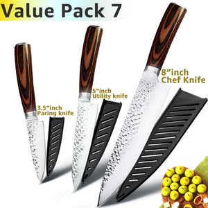 Cuchillo de cocina de 8 pulgadas, cuchillos profesionales japoneses de Chef 7CR17 440C, cuchillo de carnicero de acero inoxidable, juego de santoku