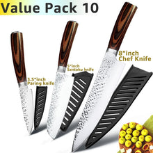 Load image into Gallery viewer, Cuchillo de cocina de 8 pulgadas, cuchillos profesionales japoneses de Chef 7CR17 440C, cuchillo de carnicero de acero inoxidable, juego de santoku
