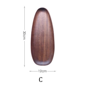 Plato de madera entera ovalado irregular ovalado de madera maciza platos de frutas platillo bandeja de té postre artículos de mesa plato para cena Set