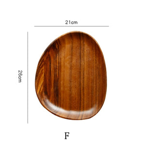 Plato de madera entera ovalado irregular ovalado de madera maciza platos de frutas platillo bandeja de té postre artículos de mesa plato para cena Set